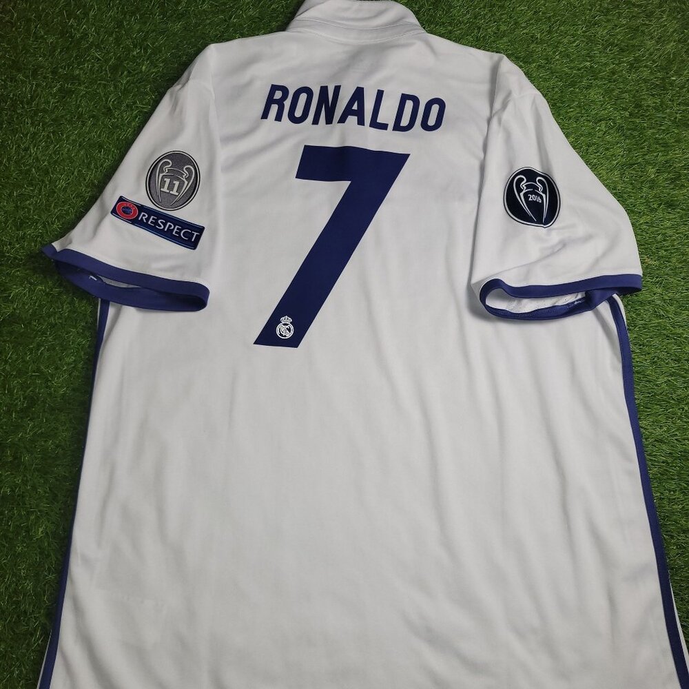Cristiano Ronaldo Real Madrid 2016 2017 UEFA Home Soccer Jersey Shirt XL